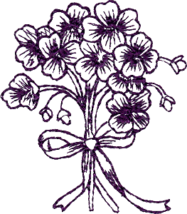Pansy Bouquet Outline