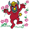 Cartoon Monster with Flowers