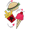 Burger, Fries, & Ice Cream