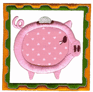Pig Appliqué Quilt Square