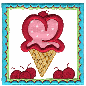 Ice Cream Appliqué Quilt Square