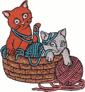 Basket of Kitten and Yarn