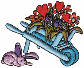 Floral Wheelbarrow w/ Bunny