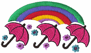 Three Umbrellas & Rainbow