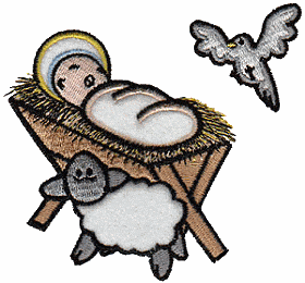 Baby Jesus w/Dove & Sheep Appliqué