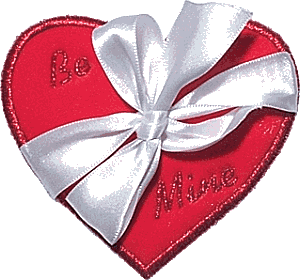 "Be Mine" Heart Applique with Ribbon - larger