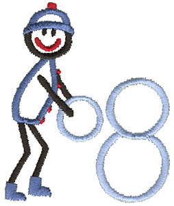 Stick Boy Building Snowman