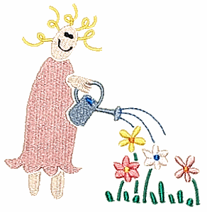 Mom Watering Flowers
