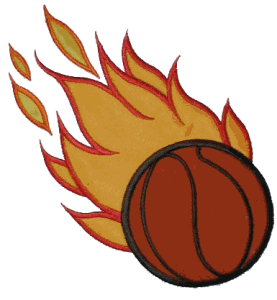 Flaming Basketball Appliqué, smaller