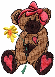 Teddy w/ Hearts and Flower