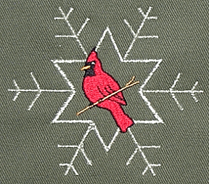 Cardinal Inside Snowflake