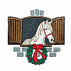 Horse in Stable with Xmas Wreath