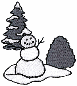 Winter Village Scene - Snowman