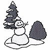 Winter Village Scene - Snowman