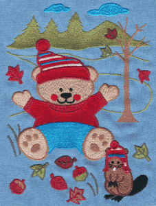 Fall Teddy Bear Scene / Large