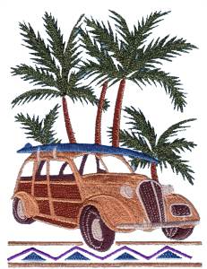 Surfing Car Palm Scene / Large