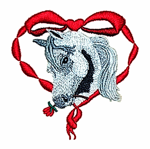 Horse In Ribbon Heart with Rose