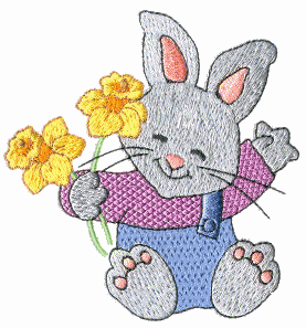 Bunny with Flowers 