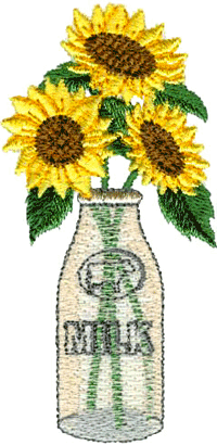 Sunflowers in Milk Bottle