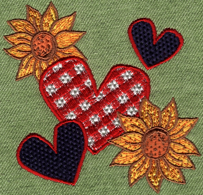 Sunflowers & Hearts Embroidery Design by Anita Goodesign