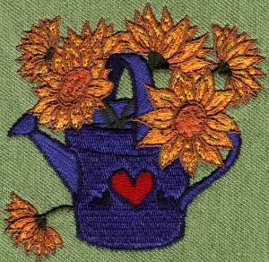 Sunflower Watering Can (Extra Large) Embroidery Design by Anita Goodesign