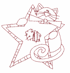 Redwork Star Cat (Smaller)