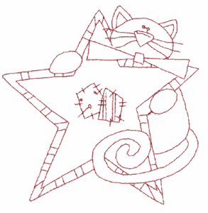 Redwork Star Cat (Larger)