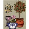 Two Topiaries and Potted Flower / Large