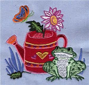 Frog with Wateringcan and Flowers
