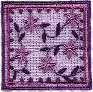 Square Patchwork Lace with Flowers on Vine