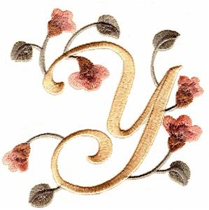 Large Monogram Y with Flowers