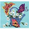 Watering can with flowers and butterflies