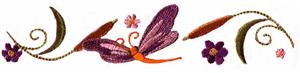 Dragonfly with Pussywillow and Flower Motif