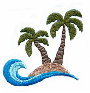 Small Island w/ Palm Trees & Curling Wave, smaller