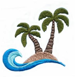 Small Island w/ Palm Trees & Curling Wave, larger