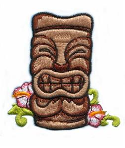 A Tiki Statue with Hibiscus Flowers, Smaller