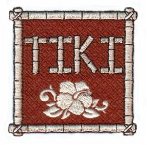 Square Mat with the Word "Tiki" & Hibiscus, Larger