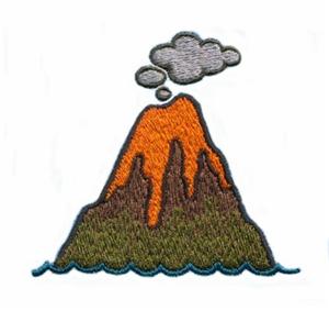 An Island with an Erupting Volcano, Larger