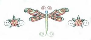 Whimsical Dragonfly with Flowers