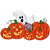 Ghost and Cat with Jackolanterns, Larger Applique