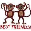 Monkeys hugging and waving "Best Friends" text