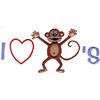 Smiling monkey with text reading I "heart" Monkey'