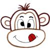 Goofy looking cross eyed monkey licking his lips