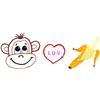 Pictogram of monkeys love banannas