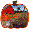 Fall Scene in Pumpkin Shaped Border