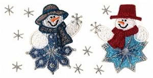 Two Snowmen with Snowflakes