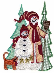 Snowmen in Trees with Cat / Smaller