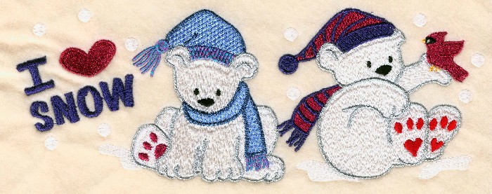 Two Polar Bears "I Love Snow"