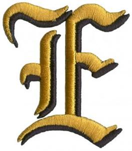 Puff Old English Capital D Embroidery Design by Grand Slam Designs