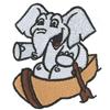 Cartoon OUTLINE ONLY Elephant in Boat